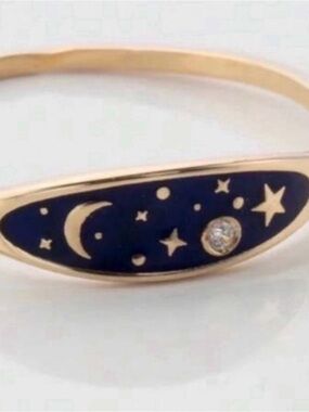 Celestial Moon and Stars Ring